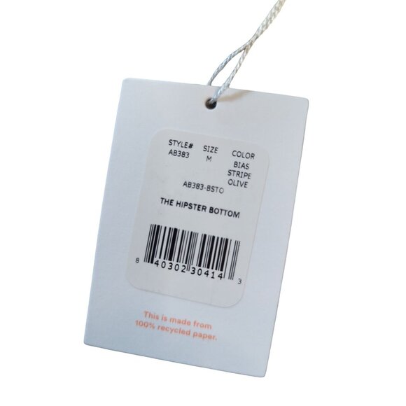 Andie Swim The Hipster Bottom Bias Stripe Olive Eco Nylon Size Medium - Picture 5 of 9